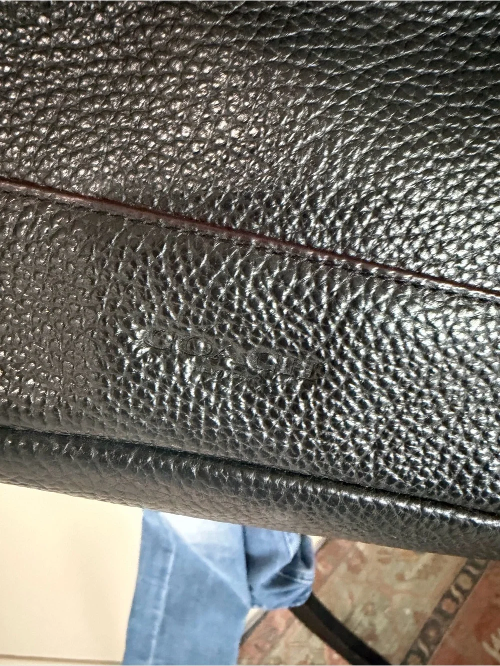 Coach Men's/unisex Hamilton Black Pebbled Leather Laptop Bag Crossbody
